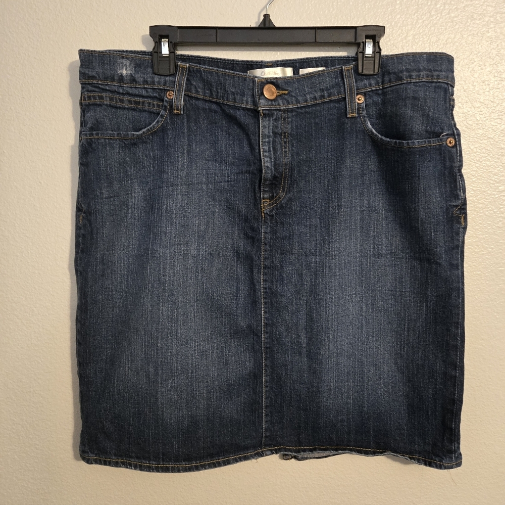 Y2K Old Navy Denim Blue Women's Mini Stretch Skirt, Size 16, Below The Waist